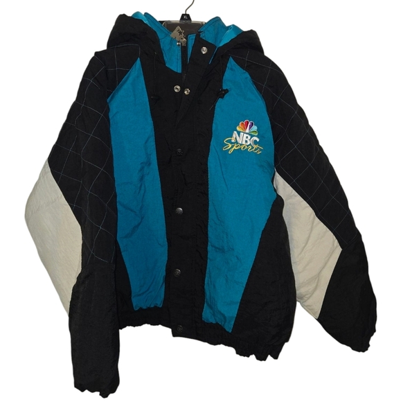 VINTAGE 90's NBC SPORTS STARTER THROWBACK ZIP HOODED JACKET - Picture 1 of 4